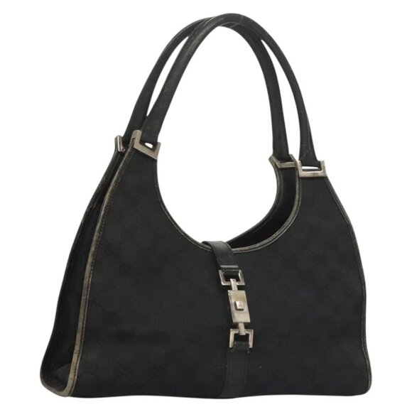 GUCCI GG Canvas Jackie Hand Bag Black Silver 002 1066 2123 Auth ep10022 - Picture 1 of 14